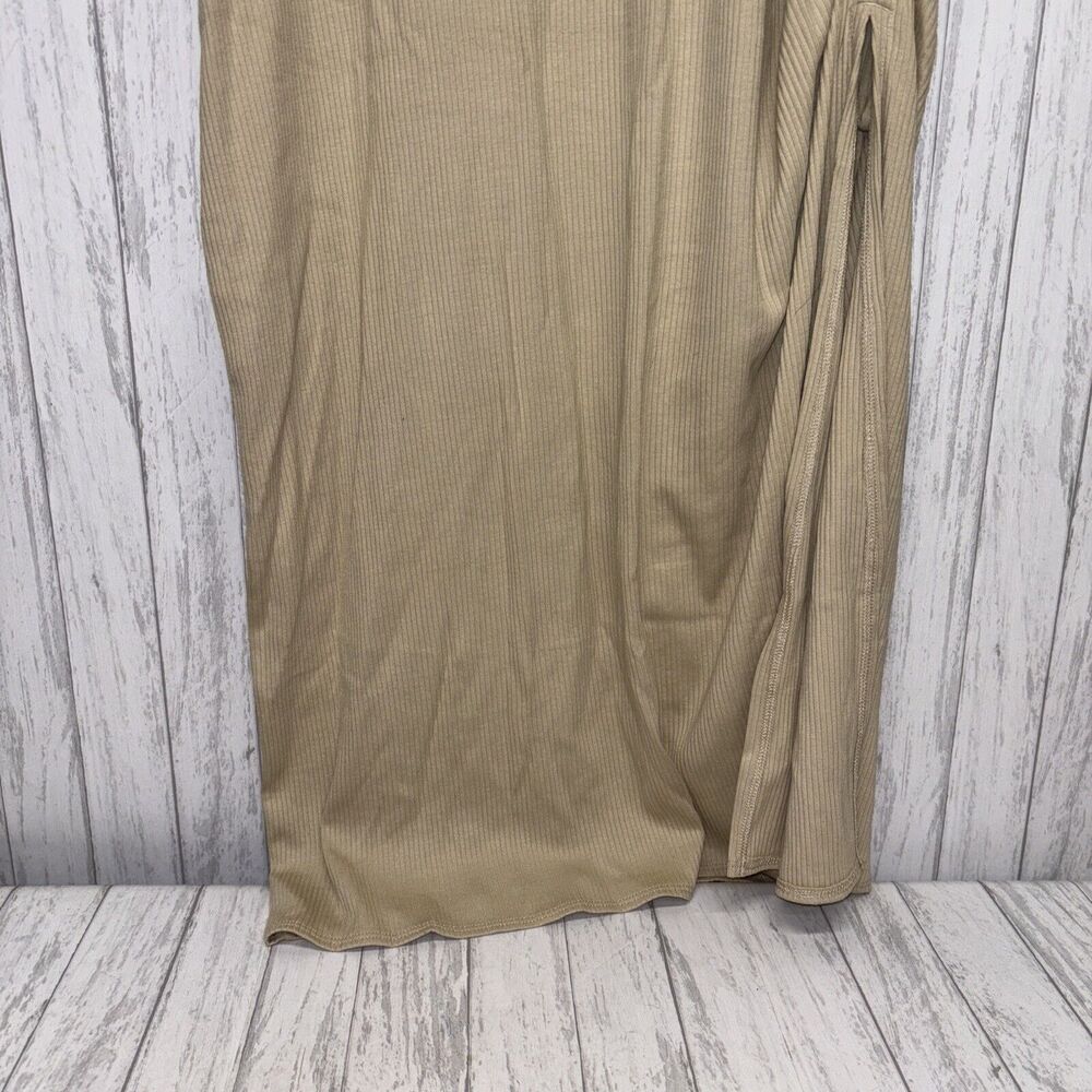 Womens Size L J Crew Ruched Midi Rib Dress Tan NWT - Picture 5 of 9